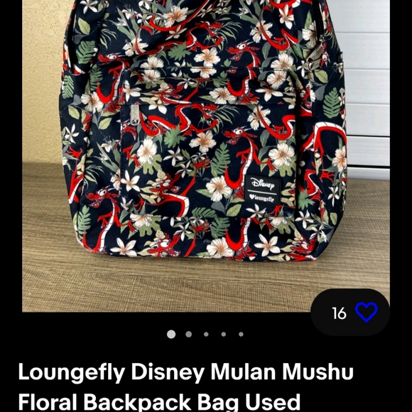 Disney's Mulan mushu floral backpack rare - Picture 3 of 3